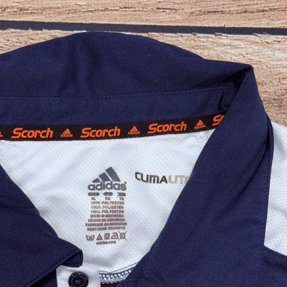 adidas Notre Dame Polo Shirt Mens XL Blue Scorch Climalite Golf Stretch 3 Stripe